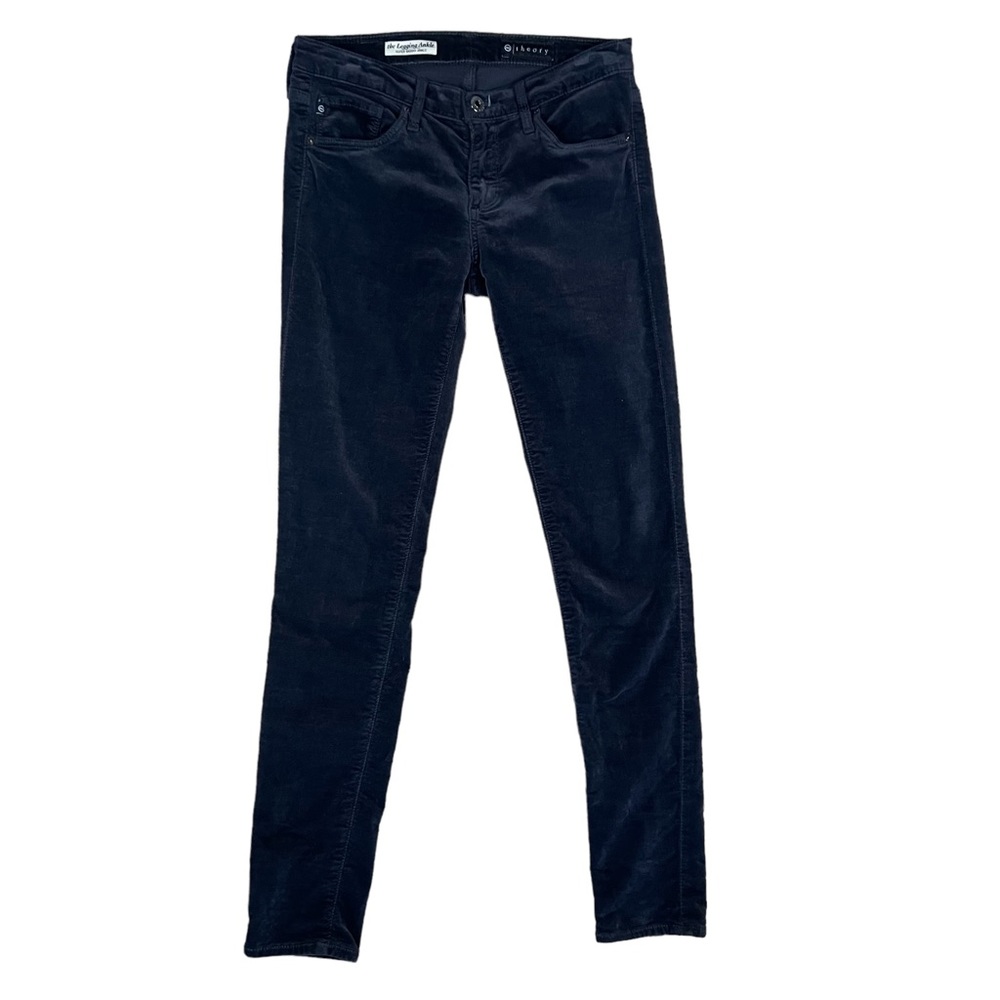 AG Theory 26 The Legging Ankle Skinny Velveteen Low Rise Jeans Black/ Charcoal